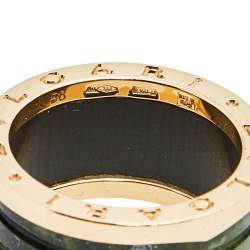 Pre Owned Bvlgari B.Zero1 Green Marble 18K Rose Gold Ring Size 58