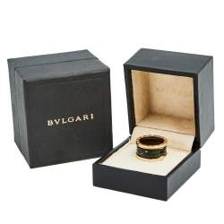 Pre Owned Bvlgari B.Zero1 Green Marble 18K Rose Gold Ring Size 58