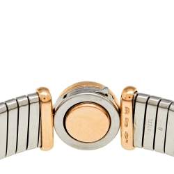 Bvlgari Tubogas Diamond 18K Rose Gold & Steel Cuff Bracelet S