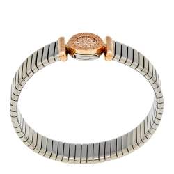 Bvlgari Tubogas Diamond 18K Rose Gold & Steel Cuff Bracelet S