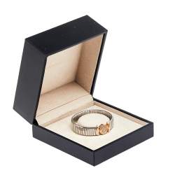 Bvlgari Tubogas Diamond 18K Rose Gold & Steel Cuff Bracelet S