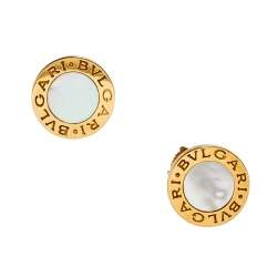 Pre Owned Bvlgari Bvlgari Mother of Pearl 18k Yellow Gold Stud Earrings