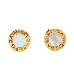 Pre Owned Bvlgari Bvlgari Mother of Pearl 18k Yellow Gold Stud Earrings