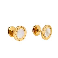 Pre Owned Bvlgari Bvlgari Mother of Pearl 18k Yellow Gold Stud Earrings
