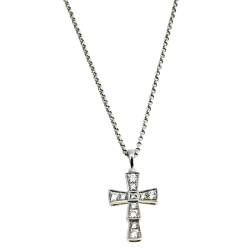 Pre Owned Bvlgari Croce Diamond 18k White Gold Pendant Necklace