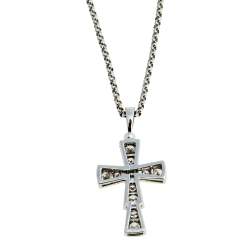 Pre Owned Bvlgari Croce Diamond 18k White Gold Pendant Necklace