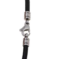 Pre Owned  Bvlgari Tondo Heart 18k Yellow Gold & Stainless Steel Pendant Leather Cord Necklace