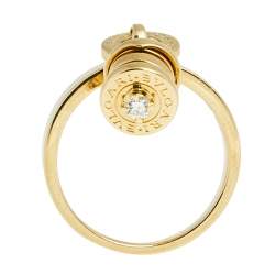 Pre Owned Bvlgari B.Zero1 Diamond 18k Yellow Gold Charm Ring Size 56