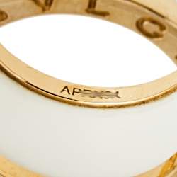 Pre Owned Bvlgari B.Zero1 Ceramic 18K Rose Gold Band Ring Size 52