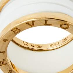 Pre Owned Bvlgari B.Zero1 Ceramic 18K Rose Gold Band Ring Size 52