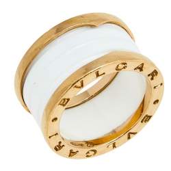 Pre Owned Bvlgari B.Zero1 Ceramic 18K Rose Gold Band Ring Size 52