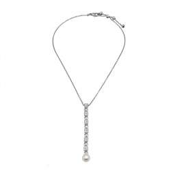 Pre Owned Bvlgari Lucea Cultured Pearl Diamond 18k White Gold Pendant Necklace