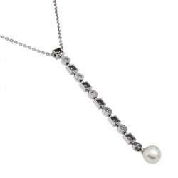 Pre Owned Bvlgari Lucea Cultured Pearl Diamond 18k White Gold Pendant Necklace