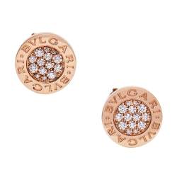 Pre Owned Bvlgari Bvlgari Diamonds 18k Rose Gold Stud Earrings
