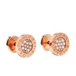 Pre Owned Bvlgari Bvlgari Diamonds 18k Rose Gold Stud Earrings