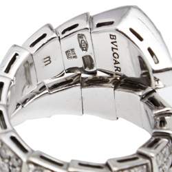 Pre Owned Bvlgari Serpenti Diamonds 18k White Gold Ring Size M