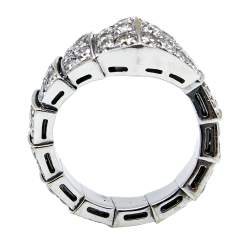 Pre Owned Bvlgari Serpenti Diamonds 18k White Gold Ring Size M