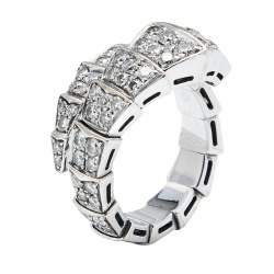Pre Owned Bvlgari Serpenti Diamonds 18k White Gold Ring Size M
