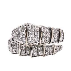 Pre Owned Bvlgari Serpenti Diamonds 18k White Gold Ring Size M