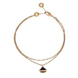 Pre Owned Bvlgari Divas' Dream Onyx 18k Rose Gold Charm Bracelet M/L