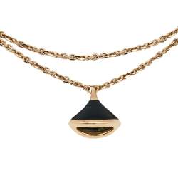 Pre Owned Bvlgari Divas' Dream Onyx 18k Rose Gold Charm Bracelet M/L