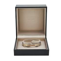 Pre Owned Bvlgari B.Zero1 18k Yellow Gold Stainless Steel Open Cuff Bracelet M