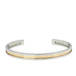 Pre Owned Bvlgari B.Zero1 18k Yellow Gold Stainless Steel Open Cuff Bracelet M
