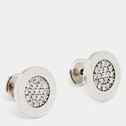 Pre Owned Bvlgari Bvlgari Diamond 18k White Gold Stud Earrings