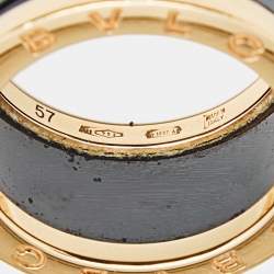 Pre Owned Bvlgari B.Zero1 Black Ceramic 18k Rose Gold 4-Band Ring Size 57
