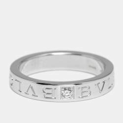 Bvlgari Bvlgari Diamond 18k White Gold Band Ring Size 56