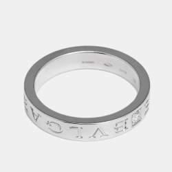 Bvlgari Bvlgari Diamond 18k White Gold Band Ring Size 56