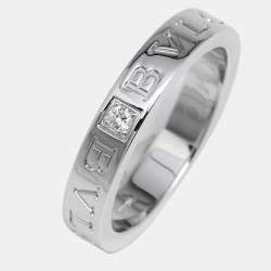 Bvlgari Bvlgari Diamond 18k White Gold Band Ring Size 56