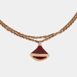 Pre Owned Bvlgari Divas' Dream Carnelian 18k Rose Gold Charm Bracelet  SM