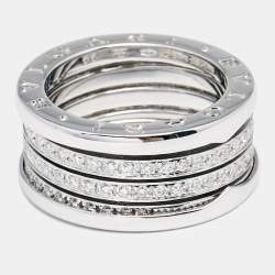 Pre Owned Bvlgari B.Zero1 Diamond 18k White Gold Band Ring Size 56
