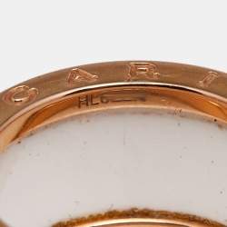 Pre Owned Bvlgari B.Zero1 White Ceramic 18k Rose Gold 4-Band Ring Size 55