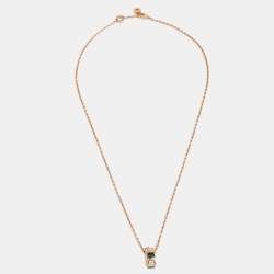 Pre Owned Bvlgari Serpenti Viper Diamond Malachite 18K Rose Gold Pendant Necklace