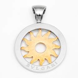 Pre Owned Bvlgari Tondo Sun Motif 18K Yellow Gold & Stainless Steel Pendant