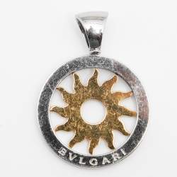 Pre Owned Bvlgari Tondo Sun Motif 18K Yellow Gold & Stainless Steel Pendant