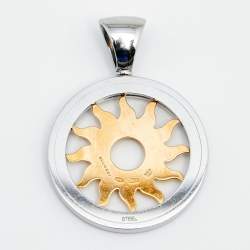 Pre Owned Bvlgari Tondo Sun Motif 18K Yellow Gold & Stainless Steel Pendant
