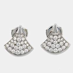 Pre Owned Bvlgari Divas' Dream Pave Diamonds 18K White Gold Stud Earrings