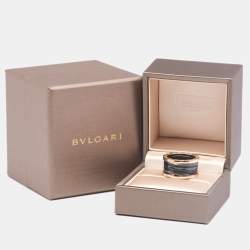 Pre Owned Bvlgari B.Zero1 Black Ceramic 18k Rose Gold Band Ring Size 57