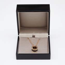 Pre Owned Bvlgari B.zero1 Black Ceramic 18K Rose Gold Pendant Necklace