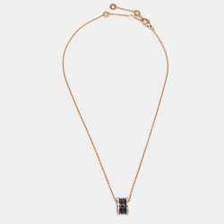 Pre Owned Bvlgari B.zero1 Black Ceramic 18K Rose Gold Pendant Necklace