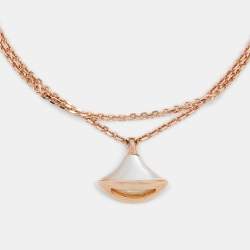 Pre Owned Bvlgari Divas' Dream Mother of Pearl 18K Rose Gold Charm Bracelet SM