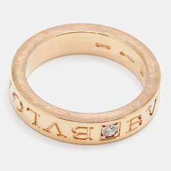 Pre Owned Bvlgari Bvlgari Diamond 18k Rose Gold Band Ring Size 51