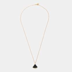 Pre Owned Bvlgari Divas' Dream Diamond Onyx 18k Rose Gold Pendant Necklace