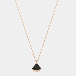 Pre Owned Bvlgari Divas' Dream Diamond Onyx 18k Rose Gold Pendant Necklace