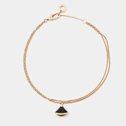 Pre Owned Bvlgari Divas' Dream Onyx 18k Yellow Gold Charm Bracelet