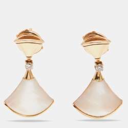 Pre Owned Bvlgari Divas' Dream Mother of Pearl Diamonds 18k Rose Gold Earrings