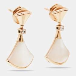 Pre Owned Bvlgari Divas' Dream Mother of Pearl Diamonds 18k Rose Gold Earrings